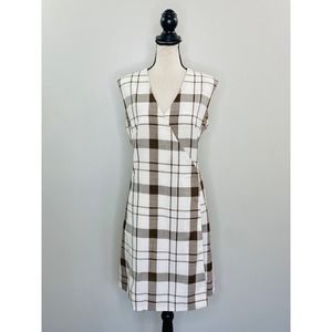 Vintage Country Miss Plaid Wrap A-Line Dress Womens 16 Classic Casual Chic Mod